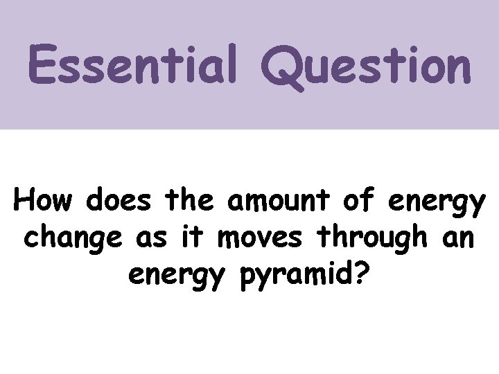 Essential Question How does the amount of energy change as it moves through an