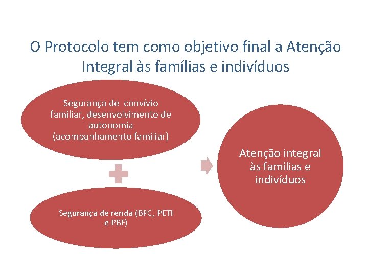 O Protocolo tem como objetivo final a Atenção Integral às famílias e indivíduos Segurança