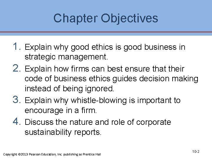 Chapter Objectives 1. 2. 3. 4. Explain why good ethics is good business in
