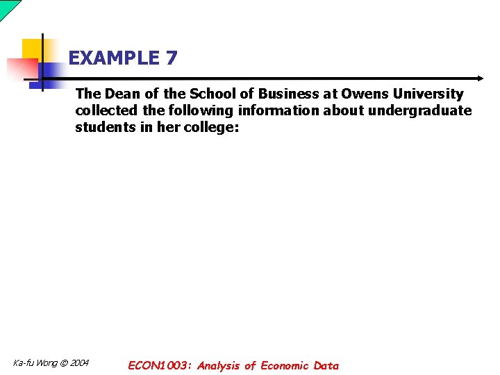 EXAMPLE 7 The Dean of the School of Business at Owens University collected the