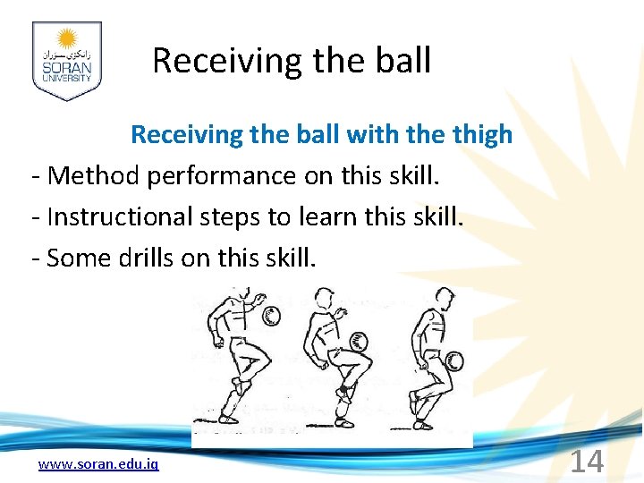 Receiving the ball with the thigh - Method performance on this skill. - Instructional