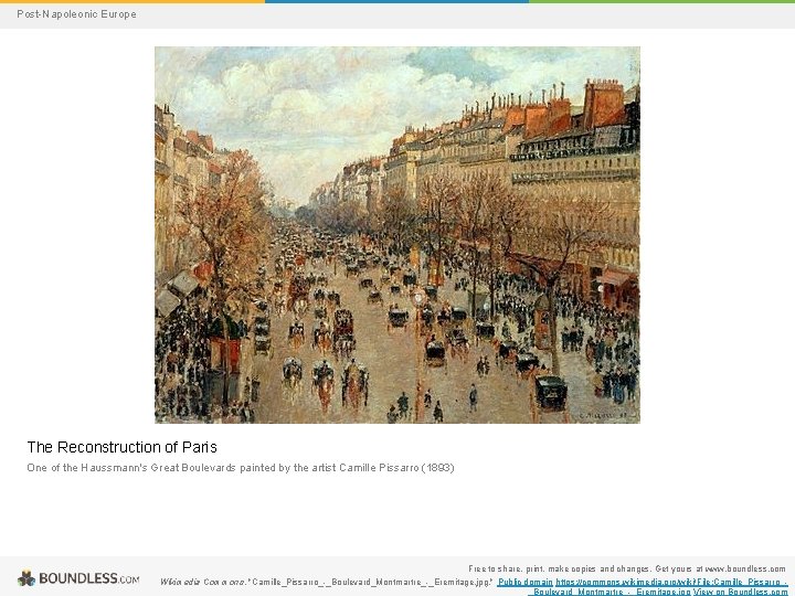 Post-Napoleonic Europe The Reconstruction of Paris One of the Haussmann's Great Boulevards painted by