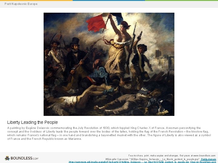 Post-Napoleonic Europe Liberty Leading the People A painting by Eugène Delacroix commemorating the July