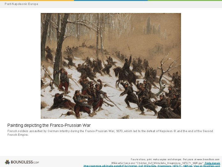 Post-Napoleonic Europe Painting depicting the Franco-Prussian War French soldiers assaulted by German infantry during