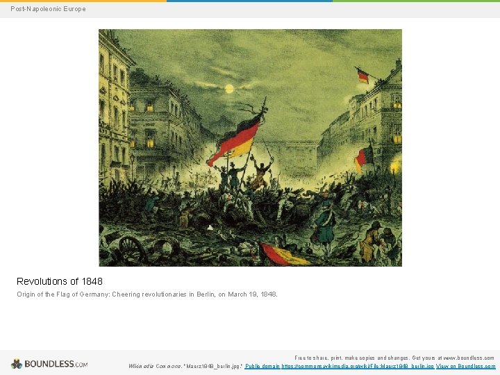 Post-Napoleonic Europe Revolutions of 1848 Origin of the Flag of Germany: Cheering revolutionaries in