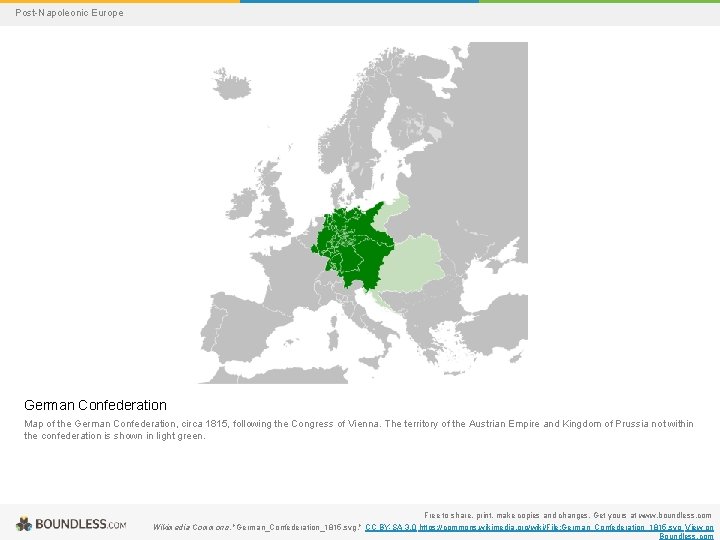 Post-Napoleonic Europe German Confederation Map of the German Confederation, circa 1815, following the Congress