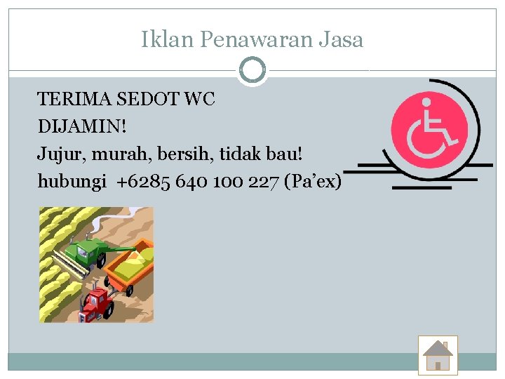 Iklan Penawaran Jasa TERIMA SEDOT WC DIJAMIN! Jujur, murah, bersih, tidak bau! hubungi +6285