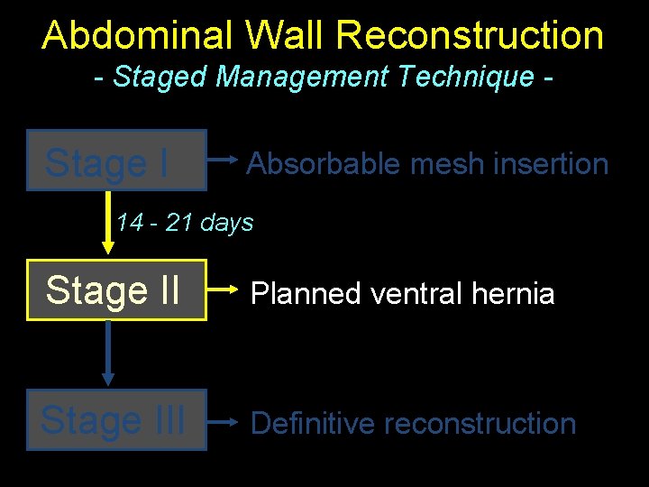 Abdominal Wall Reconstruction - Staged Management Technique - Stage I Absorbable mesh insertion 14