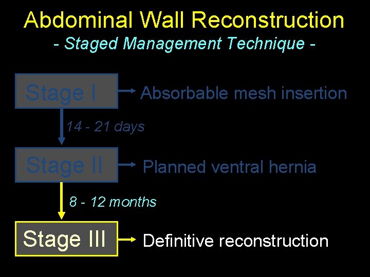 Abdominal Wall Reconstruction - Staged Management Technique - Stage I Absorbable mesh insertion 14