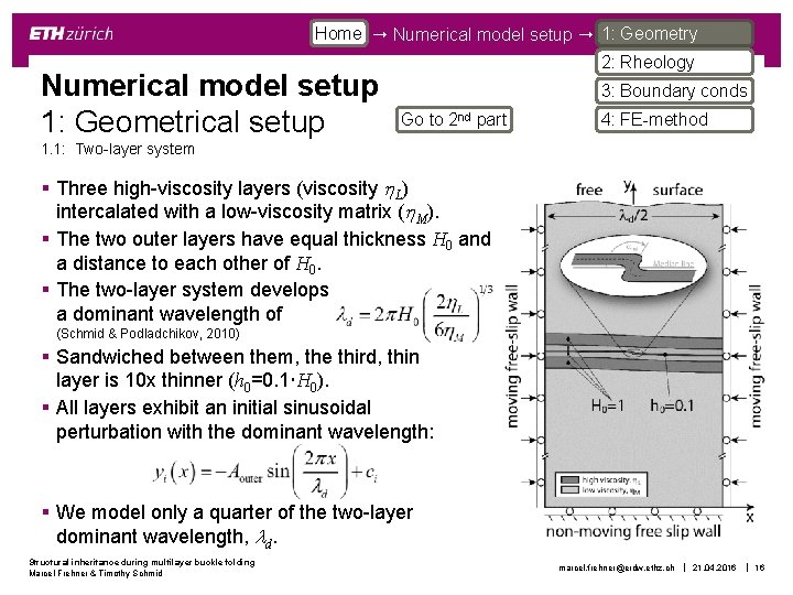 Home Numerical model setup 1: Geometry Numerical model setup 1: Geometrical setup 2: Rheology