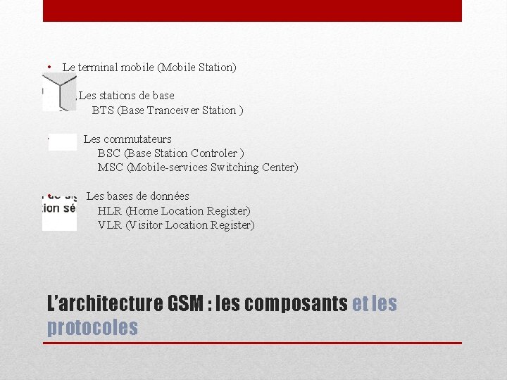  • Le terminal mobile (Mobile Station) • • L Les stations de base