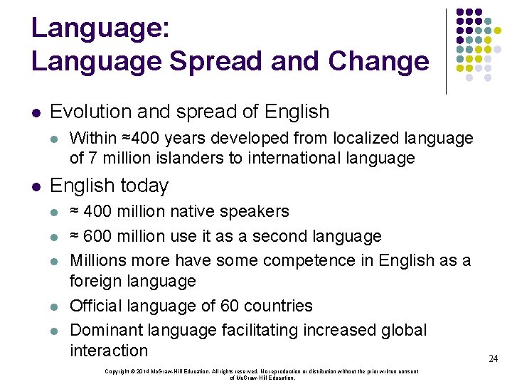 Language: Language Spread and Change l Evolution and spread of English l l Within