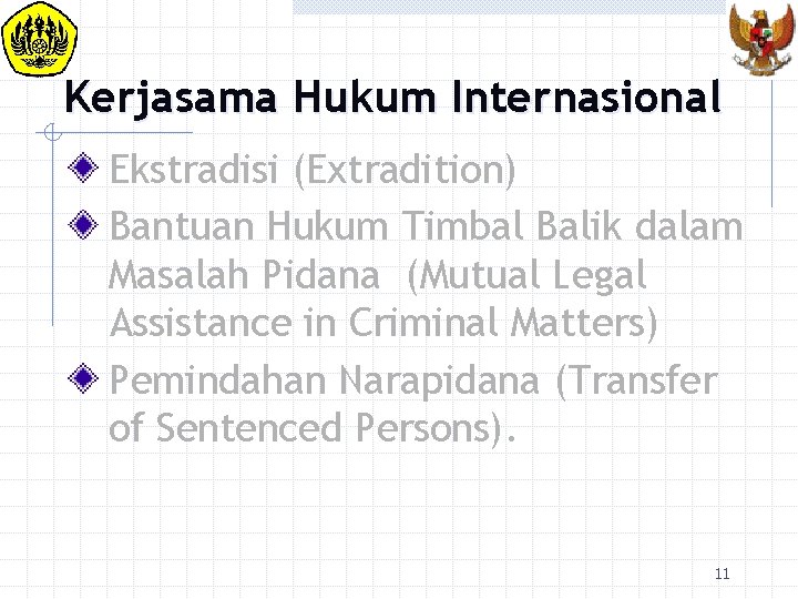 Kerjasama Hukum Internasional Ekstradisi (Extradition) Bantuan Hukum Timbal Balik dalam Masalah Pidana (Mutual Legal