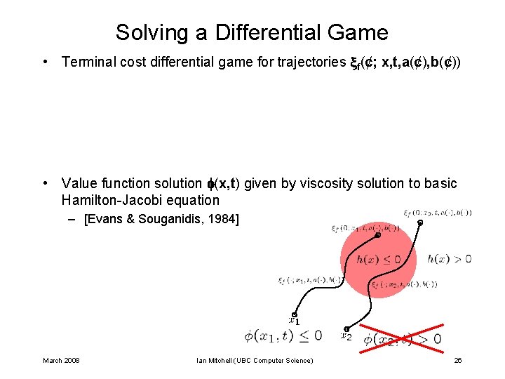 Solving a Differential Game • Terminal cost differential game for trajectories f(¢; x, t,