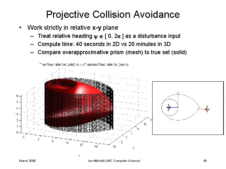 Projective Collision Avoidance • Work strictly in relative x-y plane – Treat relative heading