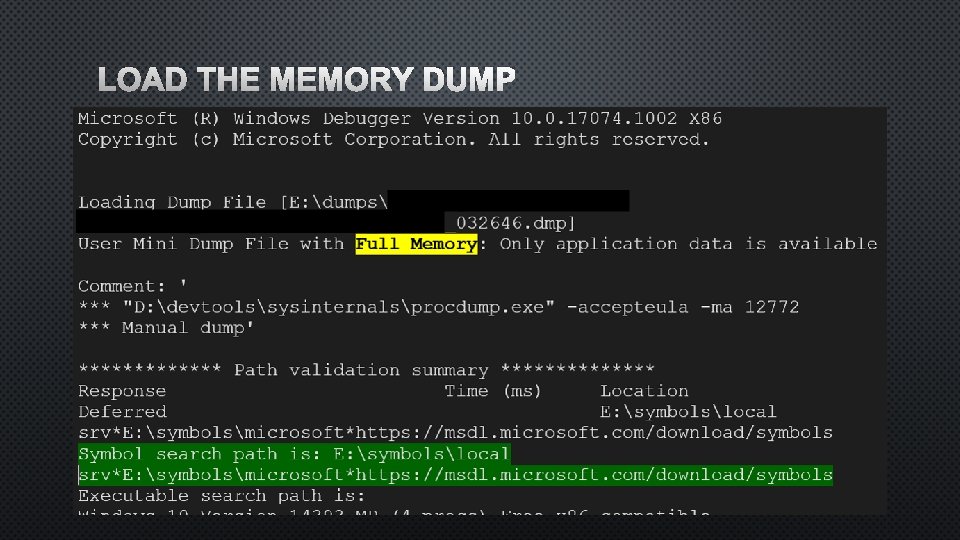 LOAD THE MEMORY DUMP 