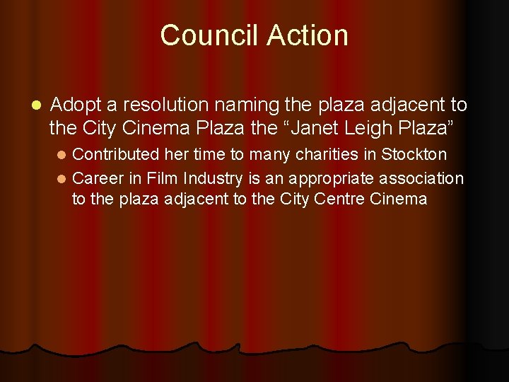 Council Action l Adopt a resolution naming the plaza adjacent to the City Cinema