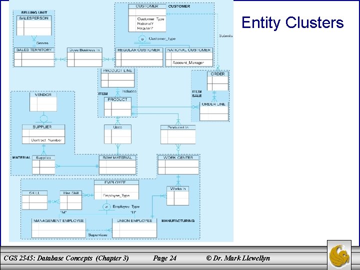Entity Clusters CGS 2545: Database Concepts (Chapter 3) Page 24 © Dr. Mark Llewellyn