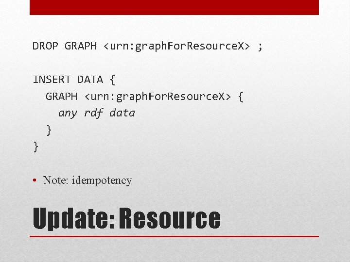 DROP GRAPH <urn: graph. For. Resource. X> ; INSERT DATA { GRAPH <urn: graph.