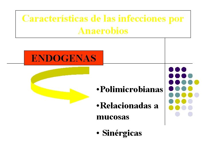 Características de las infecciones por Anaerobios ENDOGENAS • Polimicrobianas • Relacionadas a mucosas •