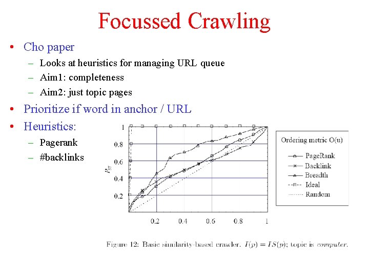 Focussed Crawling • Cho paper – Looks at heuristics for managing URL queue –