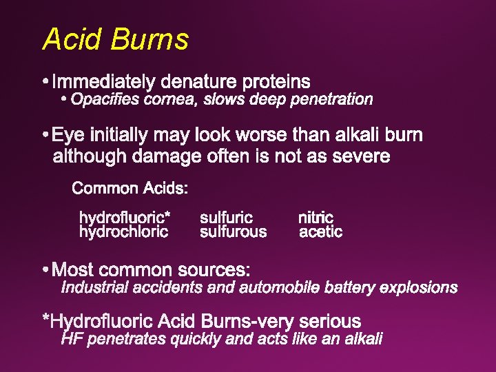 Acid Burns 