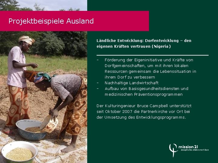 Projektbeispiele Ausland Ländliche Entwicklung: Dorfentwicklung – den eigenen Kräften vertrauen (Nigeria) - - Förderung