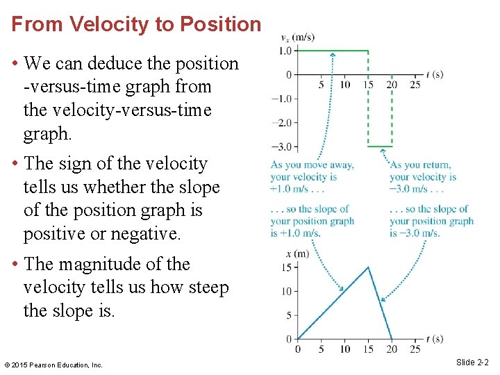 From Velocity to Position • We can deduce the position -versus-time graph from the From Velocity to Position • We can deduce the position -versus-time graph from the