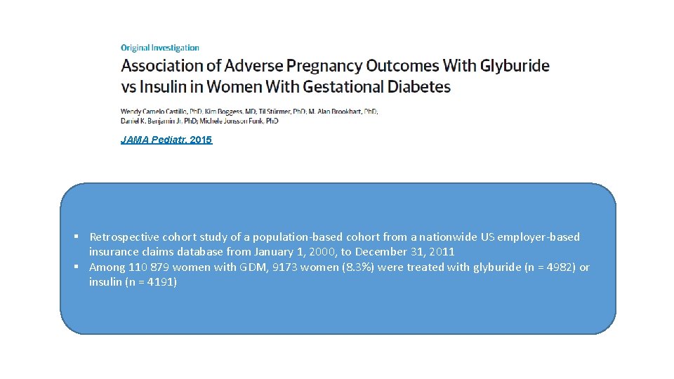 JAMA Pediatr. 2015 § Retrospective cohort study of a population-based cohort from a nationwide