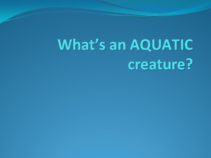 What’s an AQUATIC creature? 