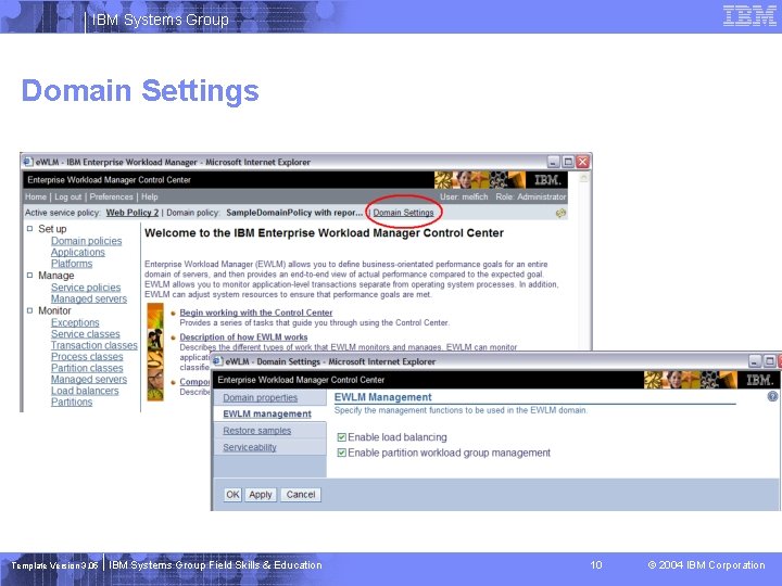 IBM Systems Group Domain Settings Template Version 3. 05 IBM Systems Group Field Skills