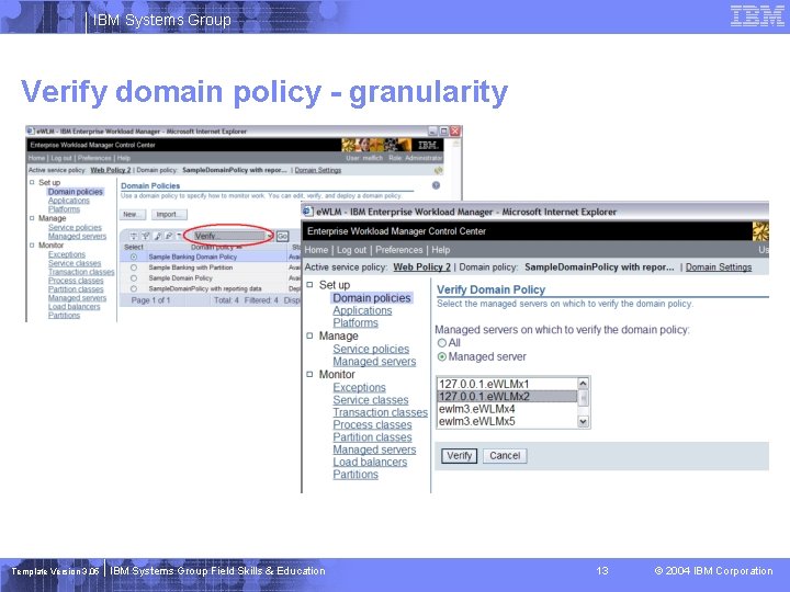 IBM Systems Group Verify domain policy - granularity Template Version 3. 05 IBM Systems