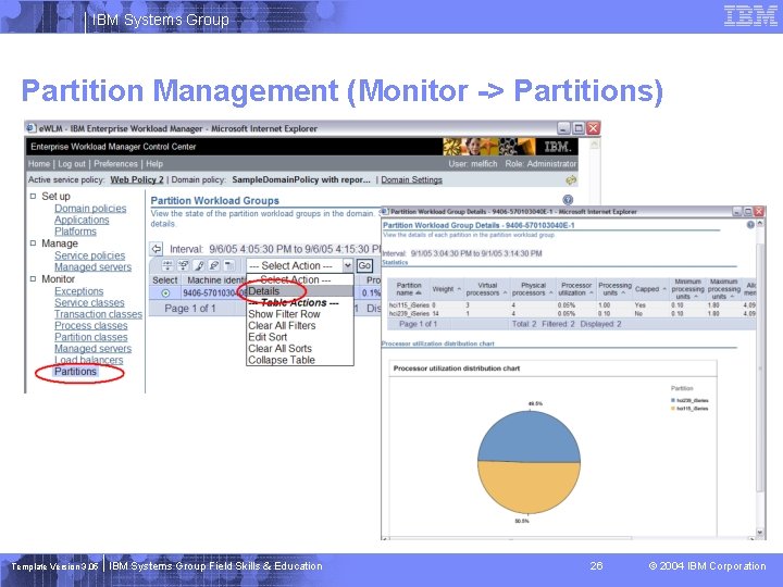 IBM Systems Group Partition Management (Monitor -> Partitions) Template Version 3. 05 IBM Systems