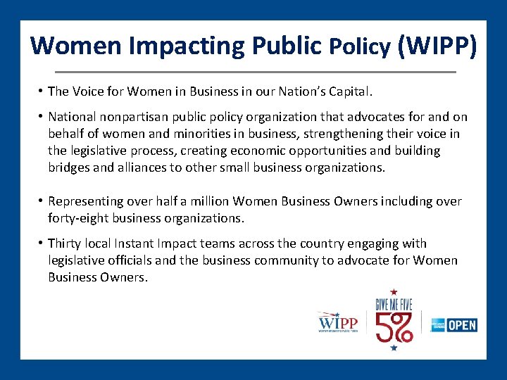 Women Impacting Public Policy (WIPP) • The Voice for Women in Business in our