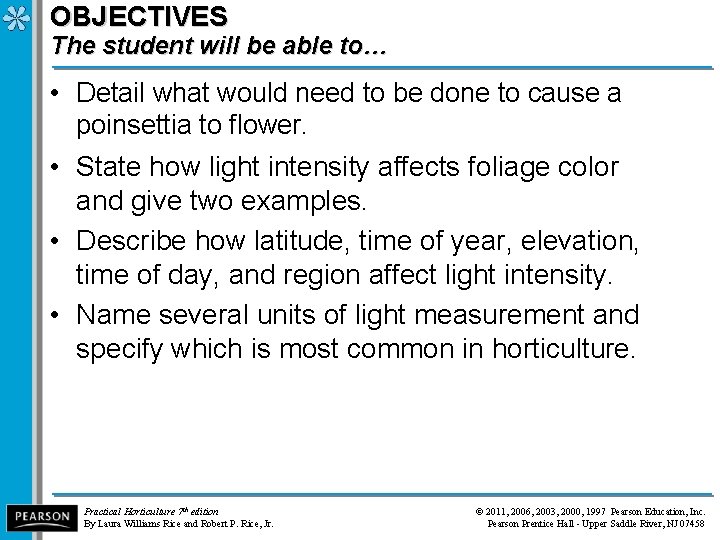 OBJECTIVES The student will be able to… • Detail what would need to be
