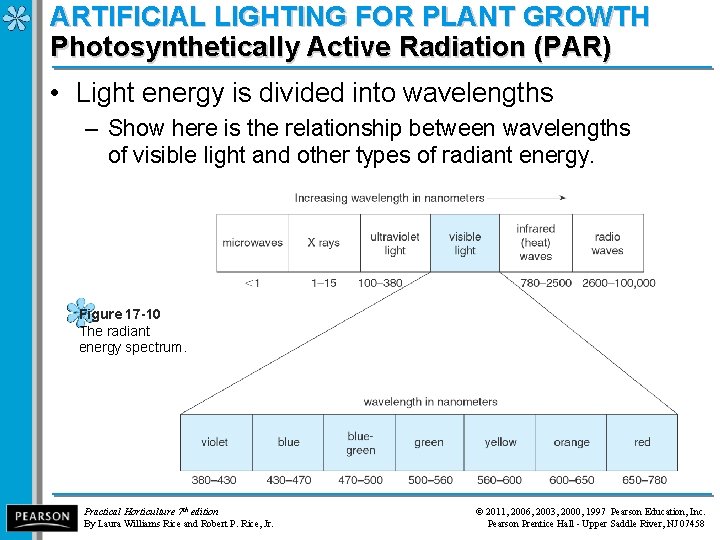 ARTIFICIAL LIGHTING FOR PLANT GROWTH Photosynthetically Active Radiation (PAR) • Light energy is divided