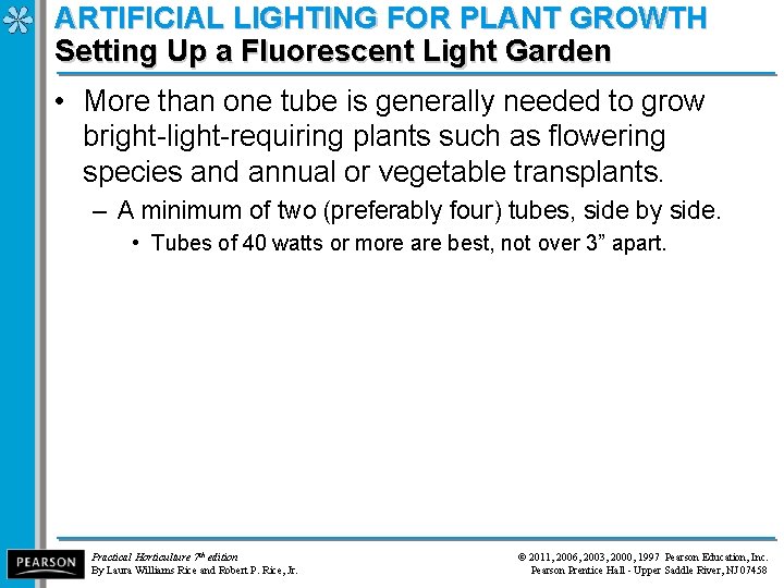 ARTIFICIAL LIGHTING FOR PLANT GROWTH Setting Up a Fluorescent Light Garden • More than