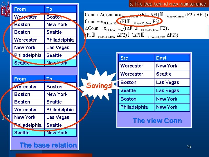 F 1 F 2 From To Worcester Boston New York Boston Seattle Worcester Philadelphia