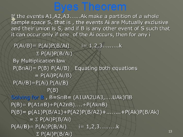 u Byes Theorem 13 