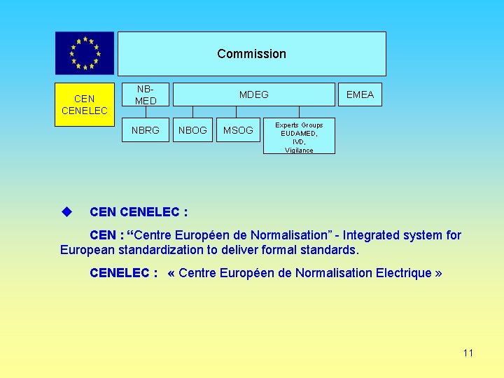  Commission CENELEC NBMED NBRG MDEG NBOG MSOG EMEA Experts Groups EUDAMED, IVD, Vigilance