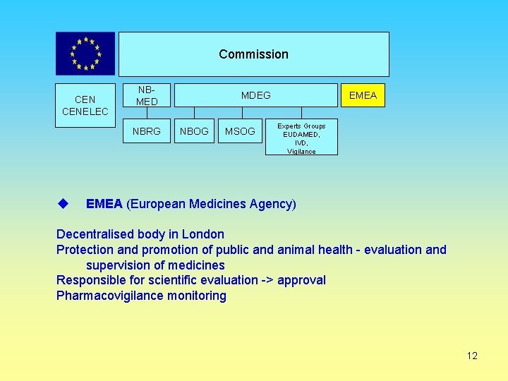 Commission CENELEC NBMED NBRG MDEG NBOG MSOG EMEA Experts Groups EUDAMED, IVD, Vigilance EMEA