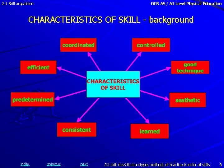 2. 1 Skill acquisition OCR AS / A 1 Level Physical Education CHARACTERISTICS OF