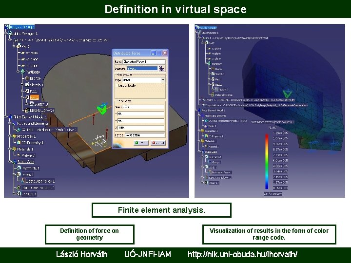 Definition in virtual space Finite element analysis. Definition of force on geometry László Horváth