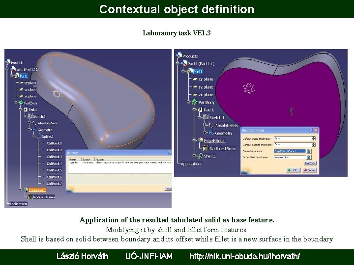 Contextual object definition Laboratory task VE 1. 3 Application of the resulted tabulated solid