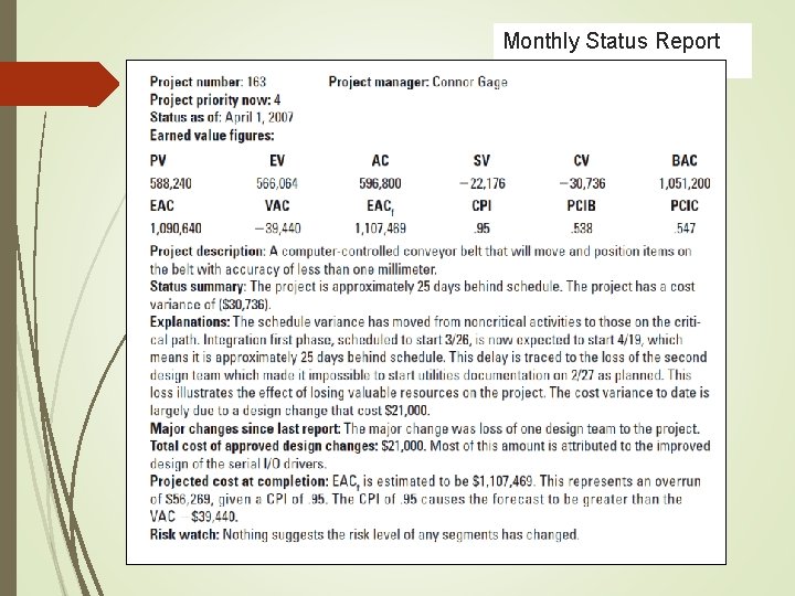 Monthly Status Report 