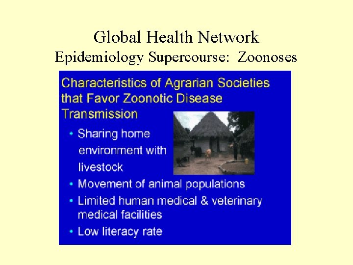 Global Health Network Epidemiology Supercourse: Zoonoses 