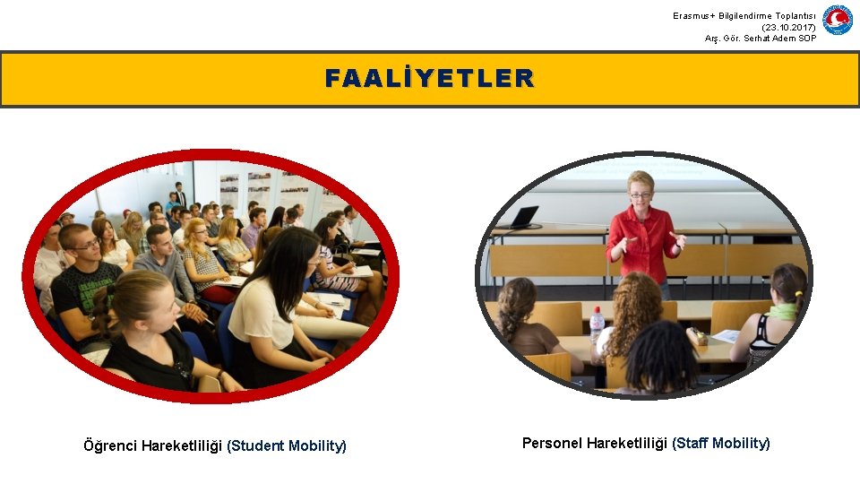 Erasmus+ Bilgilendirme Toplantısı (23. 10. 2017) Arş. Gör. Serhat Adem SOP FAALİYETLER Öğrenci Hareketliliği