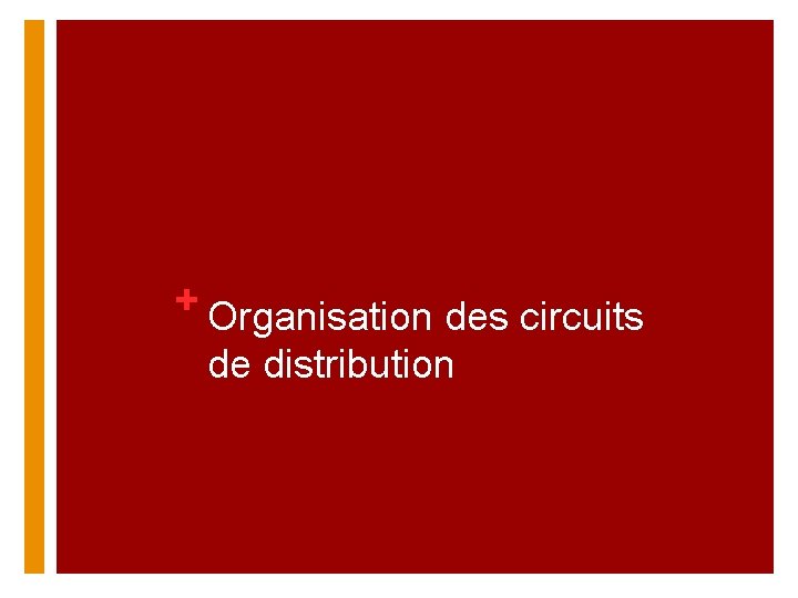 + Organisation des circuits de distribution 