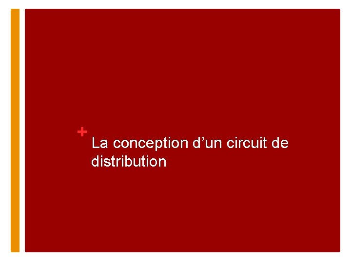 + La conception d’un circuit de distribution 