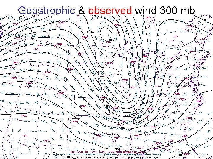 Geostrophic & observed wind 300 mb 